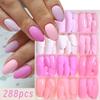 288pcs Matte Finish Press On Nails Solid Color Full Cover Nails Hot Acrylic Fake Nails  Daily Wear