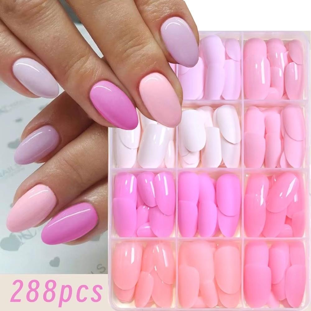 288pcs Matte Finish Press On Nails Solid Color Full Cover Nails Hot Acrylic Fake Nails  Daily Wear