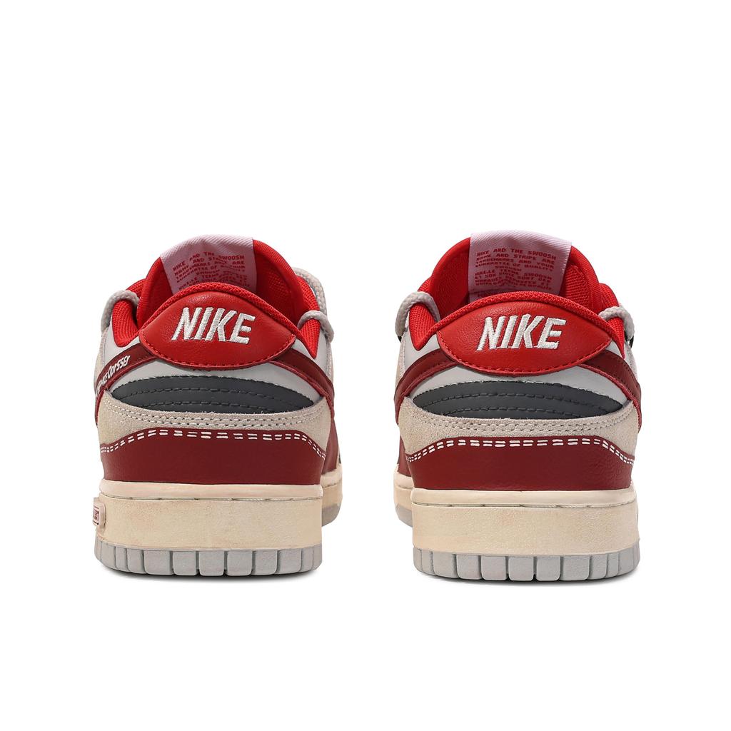 Nike Scarpe da Skateboard Dunk Low top Unisex Rosso Bianco Grigio FJ5429-133(TeamM-)