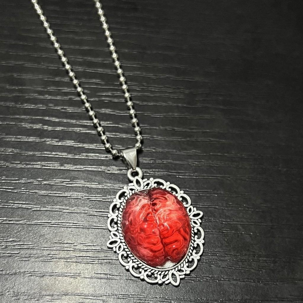 Gothic Heart Pendant Necklace With Alloy Material For Halloween Costume Accessory