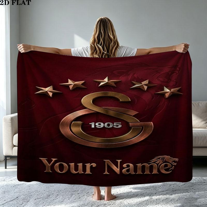 1PC Galatasaray S Custom Name Patterned Flannel Blanket Suitable For All Seasons for Home Decor Warmth and Comfort Gifts Holiday Present