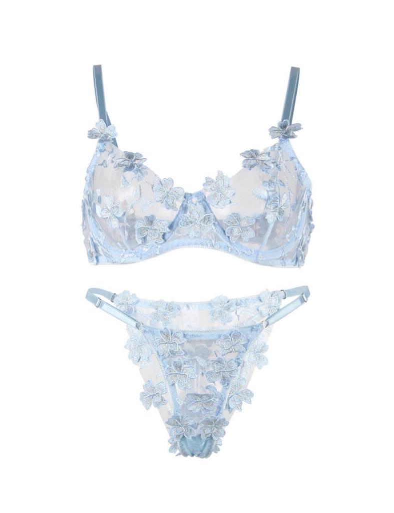 Sexy Bra Top and Bottom Bra and Extreme Floral Embroidery Large Cute Bra [ohyeah] Set, Lingerie, Set, See-through Panties, [M-5XL] Size, See-through