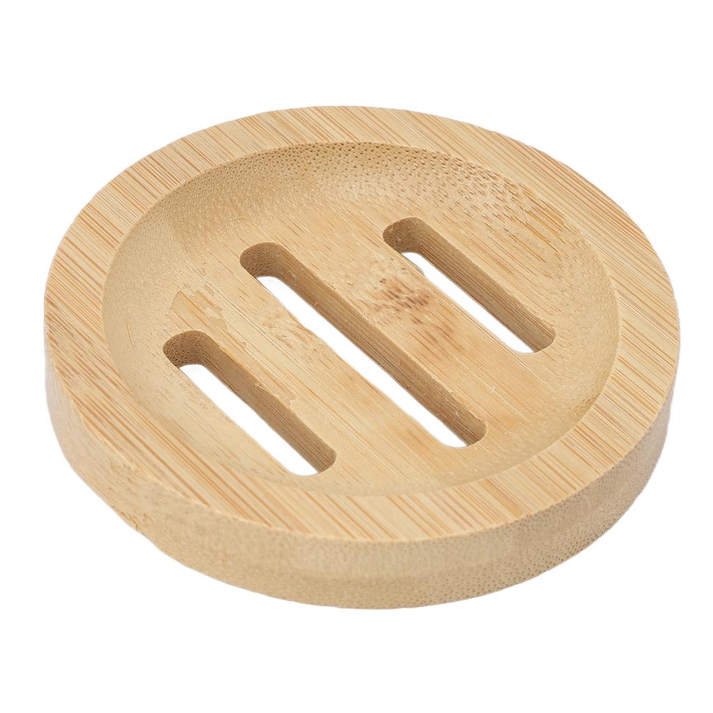 3 Stück Bambus Runde Seifenschale Zuhause Badezimmer Retro Elegant Selbstentwässernde Seifenhalter Ablage für Küche