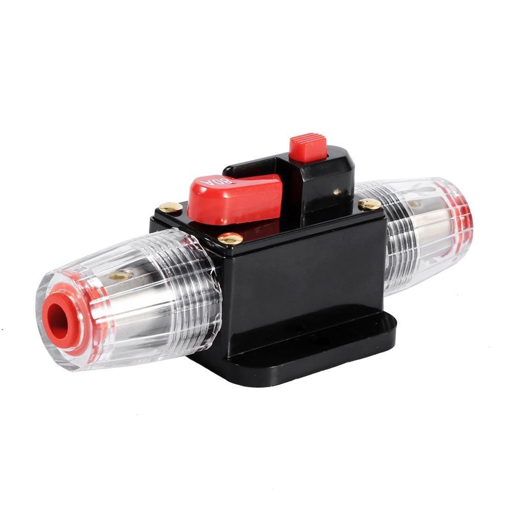 Circuit Breaker Reset Fuse Holder, Qiilu Circuit Breaker Set Fuse Holder Carbon Fuse Holder Waterproof 12-24V 50Amp -100Amp (80A-Black)