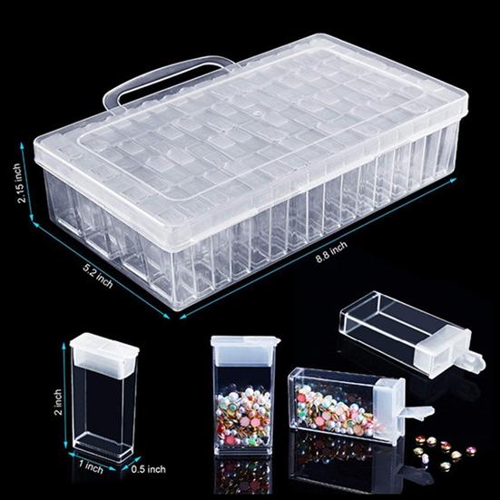 32/64 Grid Transparent Visible Organizer Bead Handle Separate Grids Diamond Painting Rhinestone Storage Box