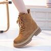 Martin Boots Women's Autumn New Leather Retro Tooling Western Cowboy Boots Thick-soled Inner Height-increasing Short Boots