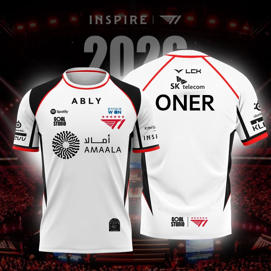 2026 Neues T1 Esports Team Trikot FAKER FAN Herren und Damen Sommer Freizeit Kurzarm für Gaming-Enthusiasten