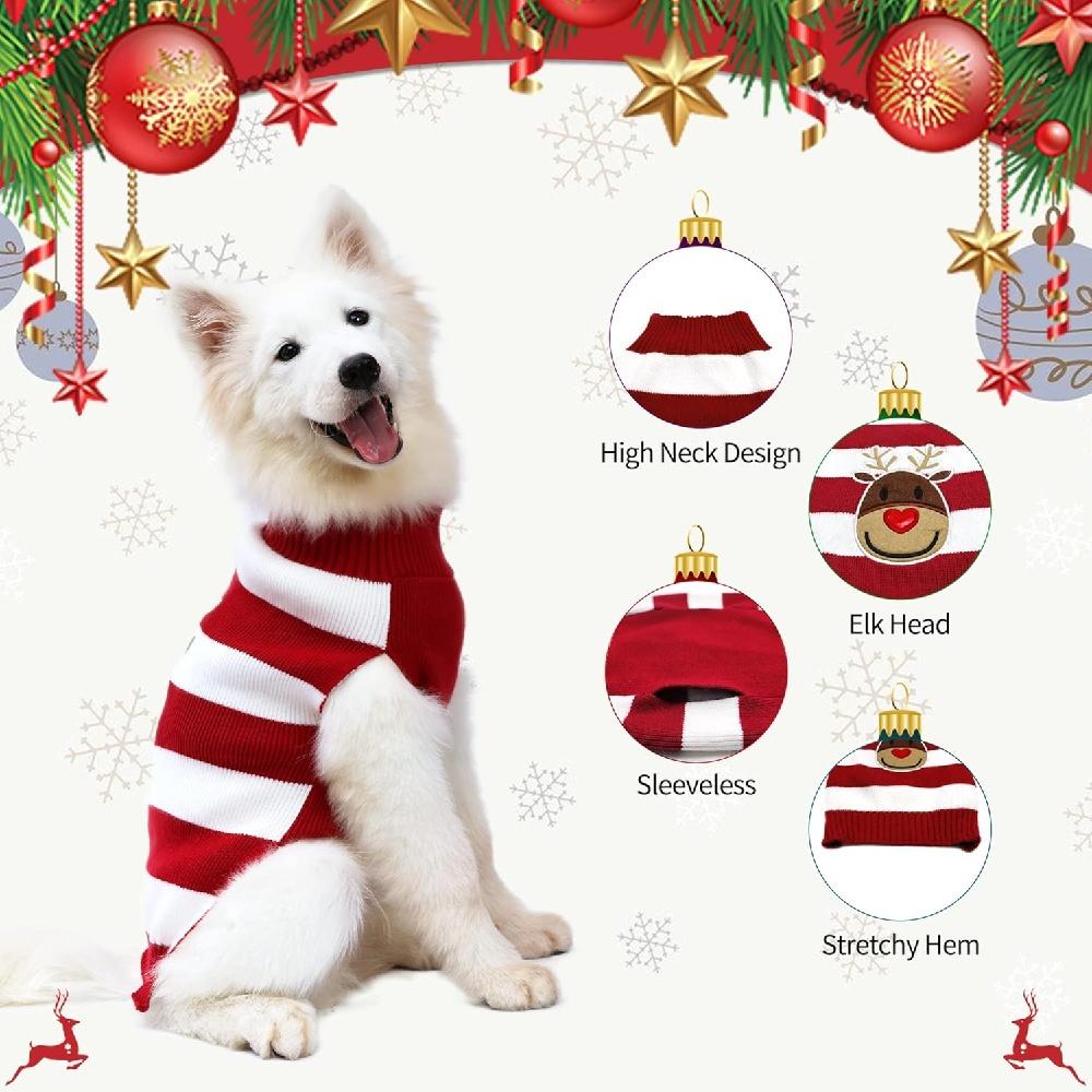 Cat Reindeer Sweater Dog Sweater New Year Christmas Puppy Kitten Pet Clothes,Red