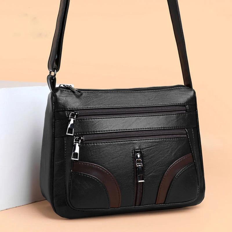 Damen Einfache PU-Leder Einzelne Umhängetaschen Große Kapazität Tragetaschen Damen Mehrere Taschen Schultertasche Reisen