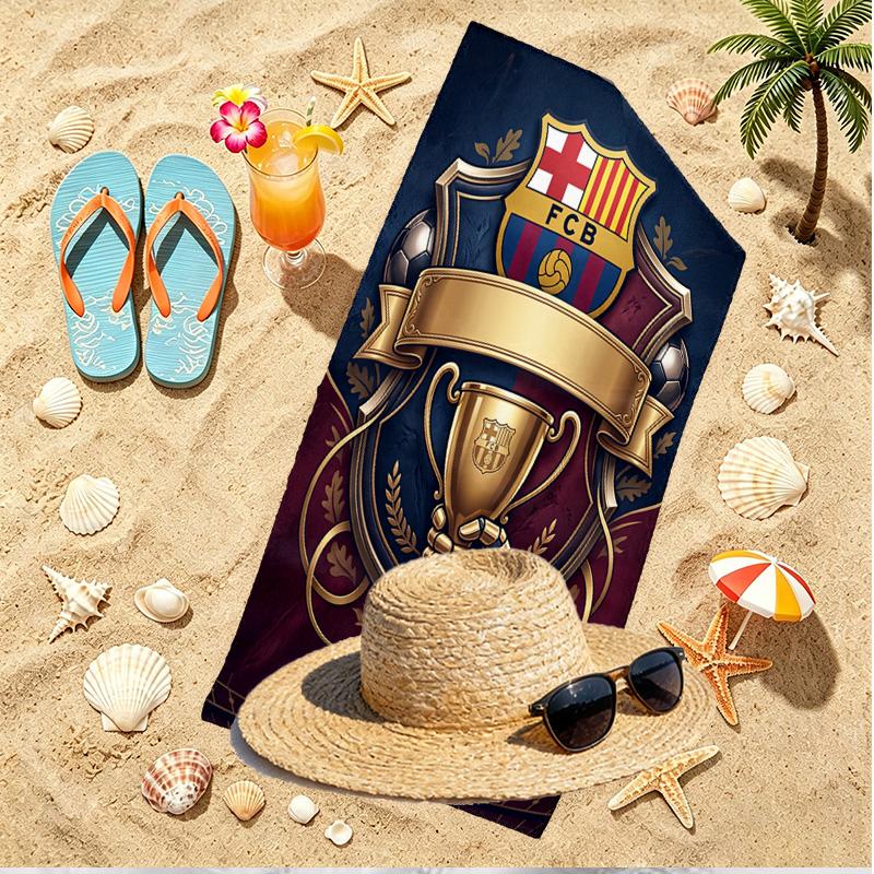 FC Barcelona Fußball Druck Strandtuch, Vielseitiges Leichtes Saugfähiges Strandtuch für Pool Surfen Yoga Badezimmer, Perfektes Geburtstags-Urlaubsgeschenk