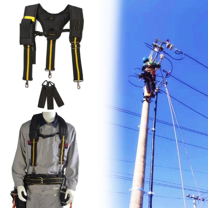 Tool Belt Suspenders Padded Carpenter Electrician Work Suspender with Attachment Loops for Men Women Electrician