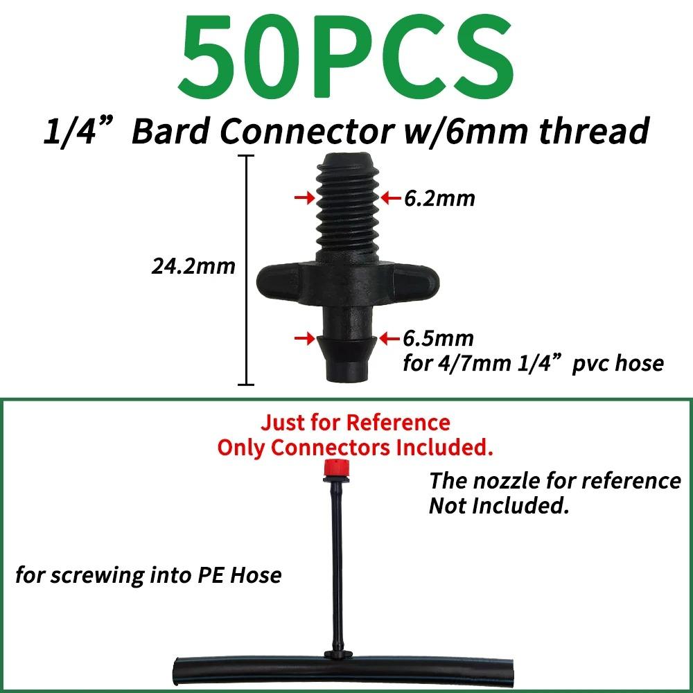 50 Stück Widerhakenverbinder, Bewässerungsarmaturen, Tropfbewässerungs-Widerhakenverbinder, 4/7 mm Schlauchverschraubungen für Blumentopf, Garten, Rasen