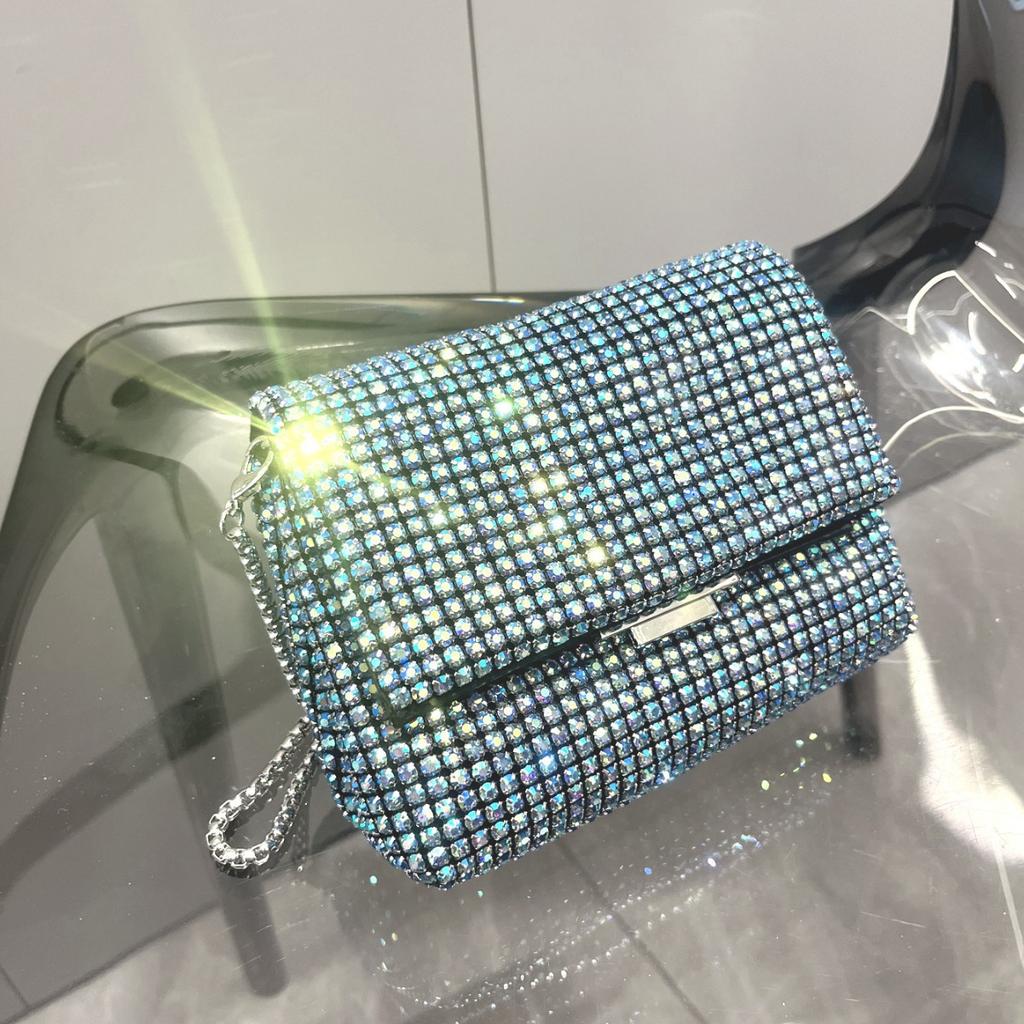 Women's PU leather diamond crossbody shoulder bag small clutch bag retro Hobos Hobos party shiny bag