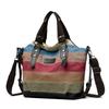 New Canvas Casual Retro Fashion and Art College Shoulder Oblique Span Large-capacity Women's Bag Contrasting Color Splicing Bag
