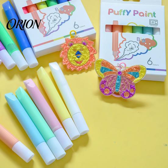 6 Colors Popcorn Pens Pens, 3D Relief Art Pen, Heat Activated, Puffy Handmade Gift Ideas for Kids Drawing DIY Craft Projects, Works on Different