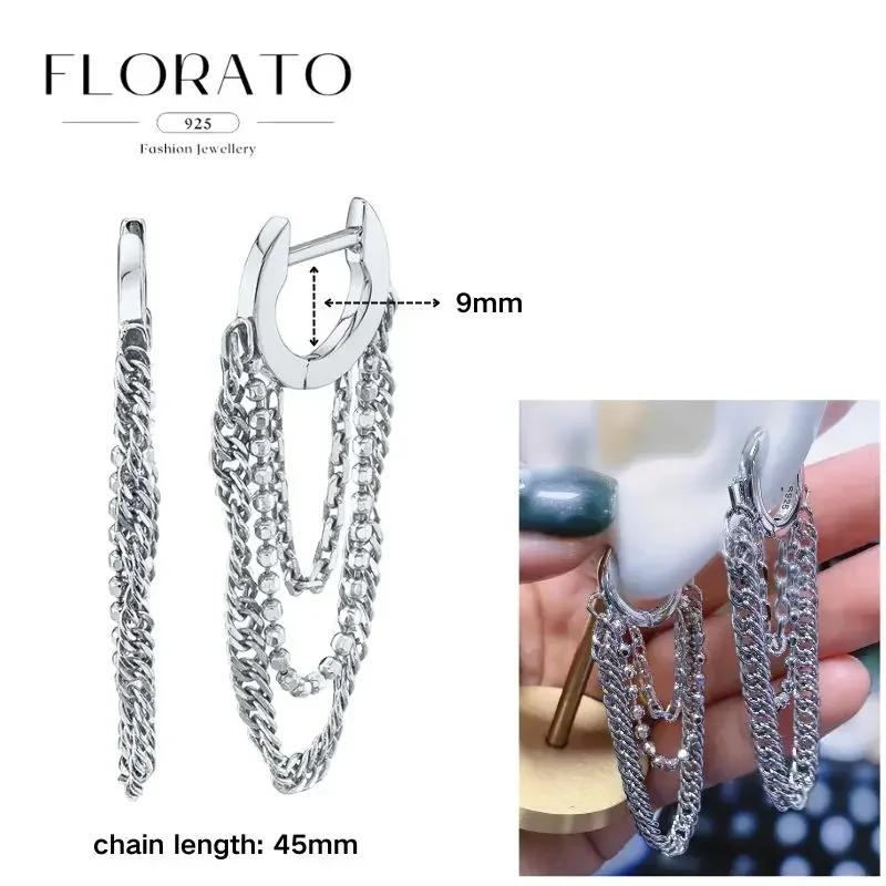 FLORATO 925 Silver Earrings Chain Tassel Pendant Earrings Zircon Silver Earrings for Women Trend Luxury Wedding Jewelry