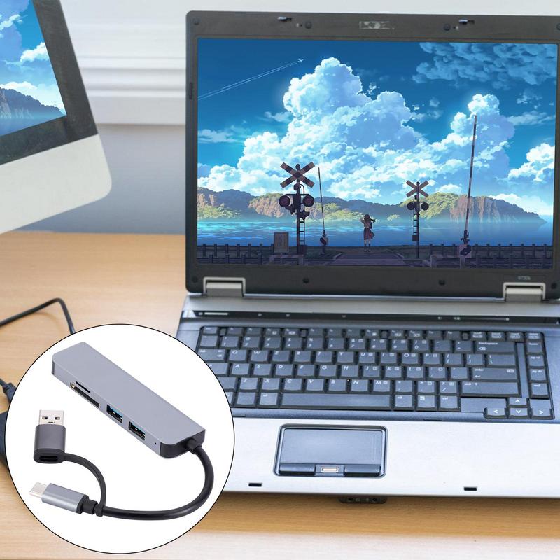 USB Type C Hub Mini High-speed USB C Splitter TF Card Reader Multiport USB C Dongle With TF Ports For Laptop Computer