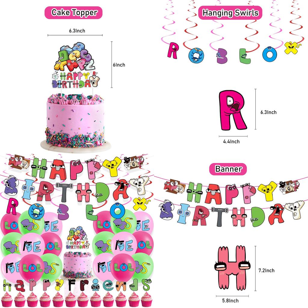 Buntes Ballon-Zugfahnen-Set Alphabet Lore Geburtstagsfeier Heimbedarf