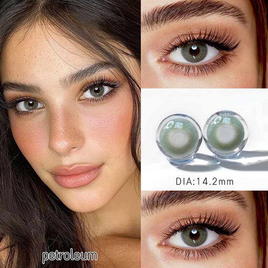 FreshLady Natural Colored Contact Lenses 2pcs 14.2mm Yearly Soft Cosmetic Lens for Daily & Party Makeup