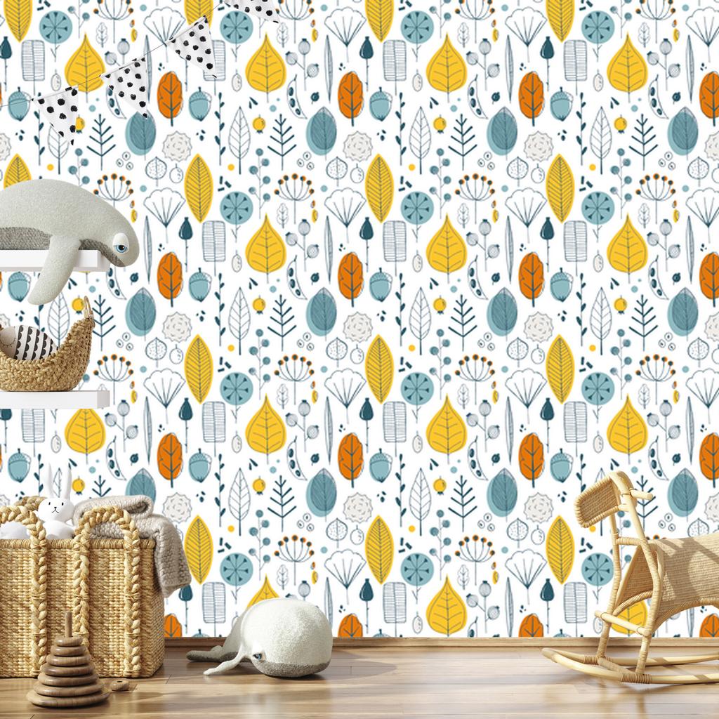 Scandinavian Leaves Wallpaper for Living Room and Bedroom 50x1000
