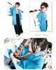 Shinsengumi Haori Japanese Dandara Pattern Happi Jacket, Okita Hijikata Cosplay Costume, Fujitatsu Free Size Traditional Kimono Coat, Light Blue