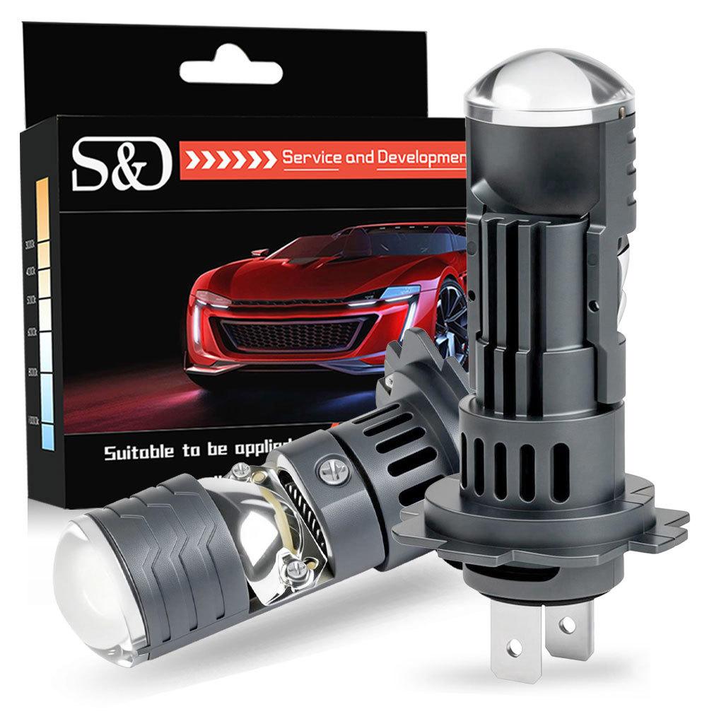 2Pcs H7 LED Projector Lens Headlight Bulbs LHD 1:1 Mini Size Wireless Super Bright 40000Lm Turbo Headlamps Hi/Lo Beam Plug&Play Lamp 12V 6000K