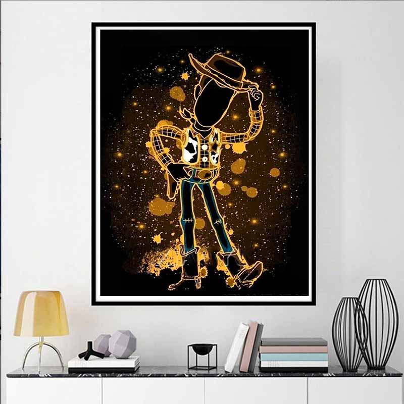 Disney Diamond Painting Woody Neon Silhouette Art Illustration Mosaic Art DIY Cross Stitch Embroidery Set Full Diamond Home Decor Gift