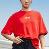Anta Letter Embroidery Printed Knitted Loose Sports Short Sleeve T-Shirt Women Tops Red 962127147-2
