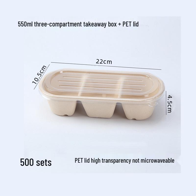 Eco-friendly Three-Compartment Disposable Bento Box – Microwaveable Paper Lunch Container for Salads and Light Meals