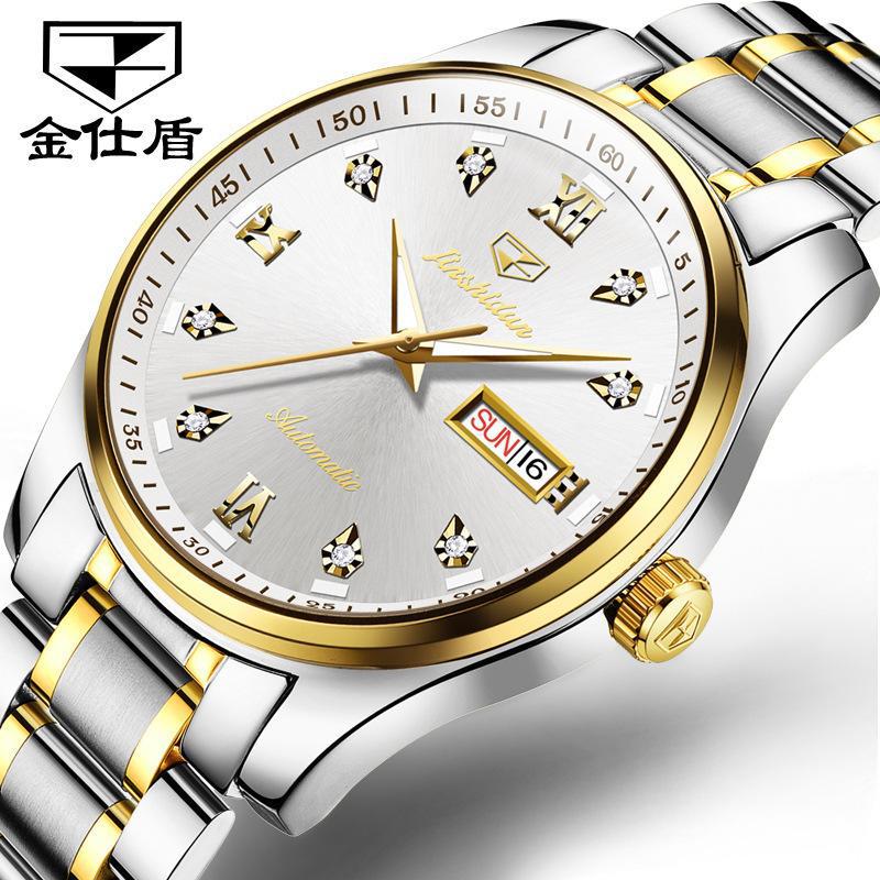 JINSHIDUN The New Business and leisure Men's Watch Fully Automatic Mechanical Watch Dual -daily Calendar Night Light Waterproof High -end Watch