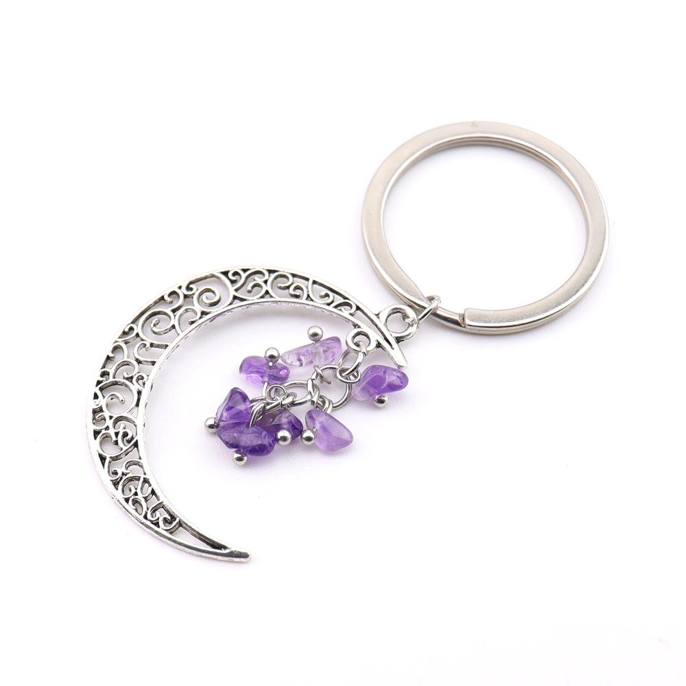Moon Gravel Grape Crystal Keychain Keyring K54