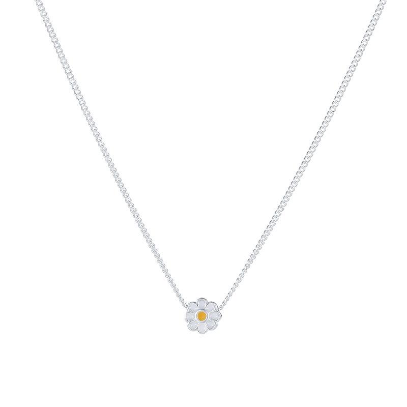 Cui Yan S925 Sterling Silver Korean Daisy Necklace, Fresh Summer Clavicle Chain for Women