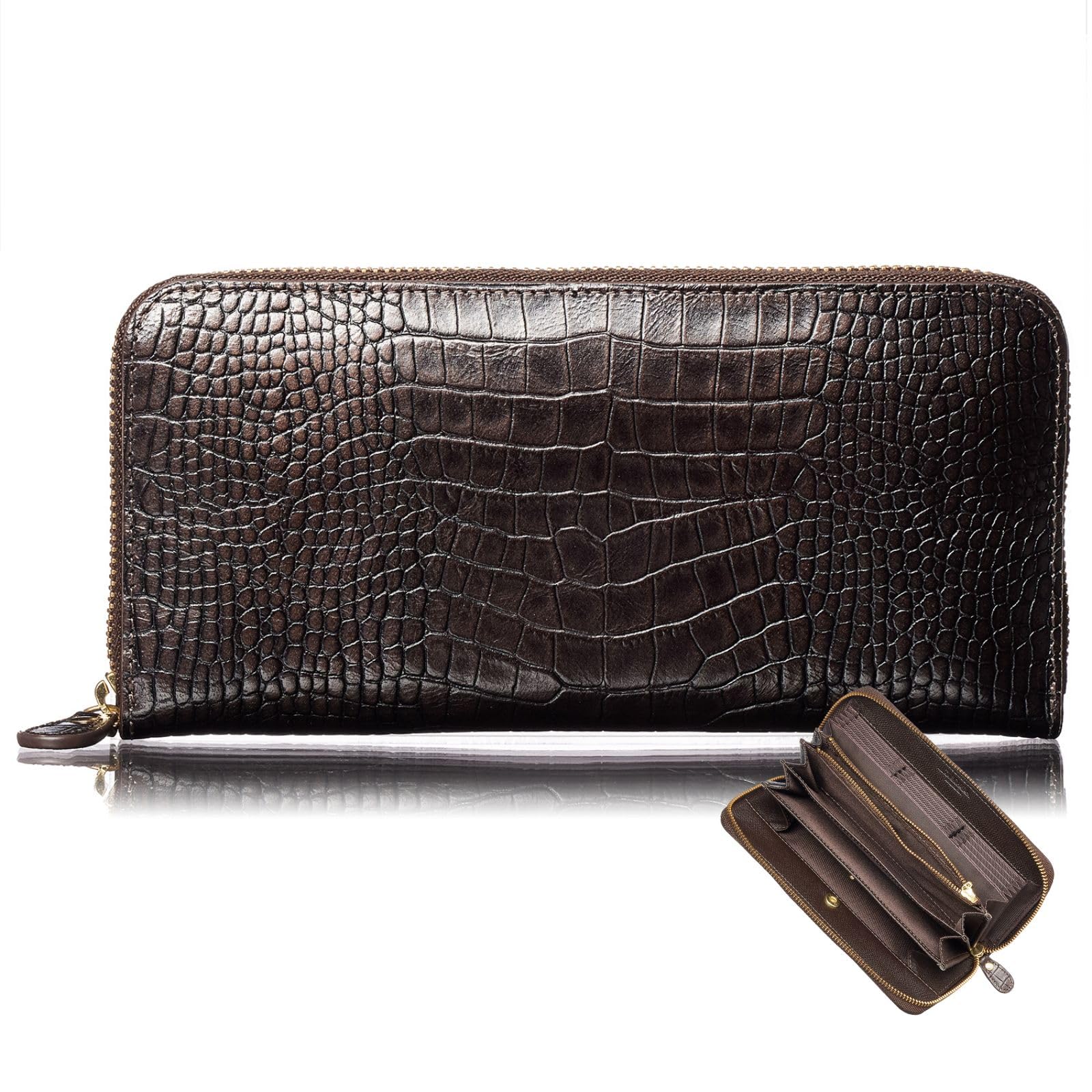 

Монтальчино Длинный Сделан из итальянской тосканской коровьей кожи дизайн, используемый лучшими Особенности вертикальная карта легко и большая монета Представлен в Safari Идеально как это