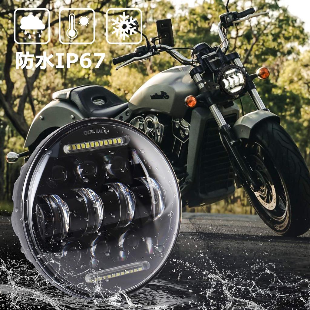 5.75 Inch Headlight, MOVOTOR Motorcycle Headlight, LED, General Purpose LED Headlight, Hi/Lo Switching, Daylight