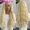 AIMEYA Brown Deep Wave Wig Long Synthetic Lace Front Wig for Women Natural Hairline Daily Use Cosplay Wigs Heat Resistant Fiber