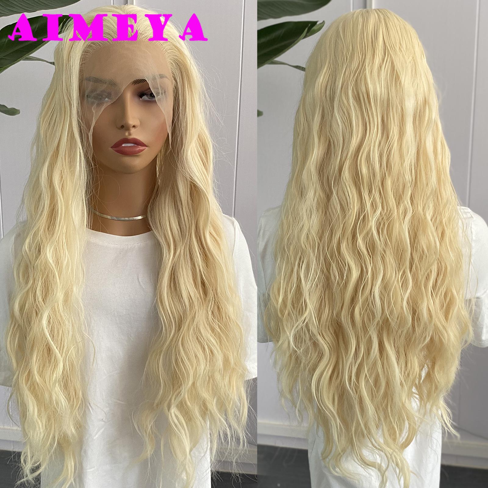 

AIMEYA Brown Deep Wave Wig Long Synthetic Lace Front Wig for Women Natural Hairline Daily Use Cosplay Wigs Heat Resistant Fiber (as the picture,18inches)