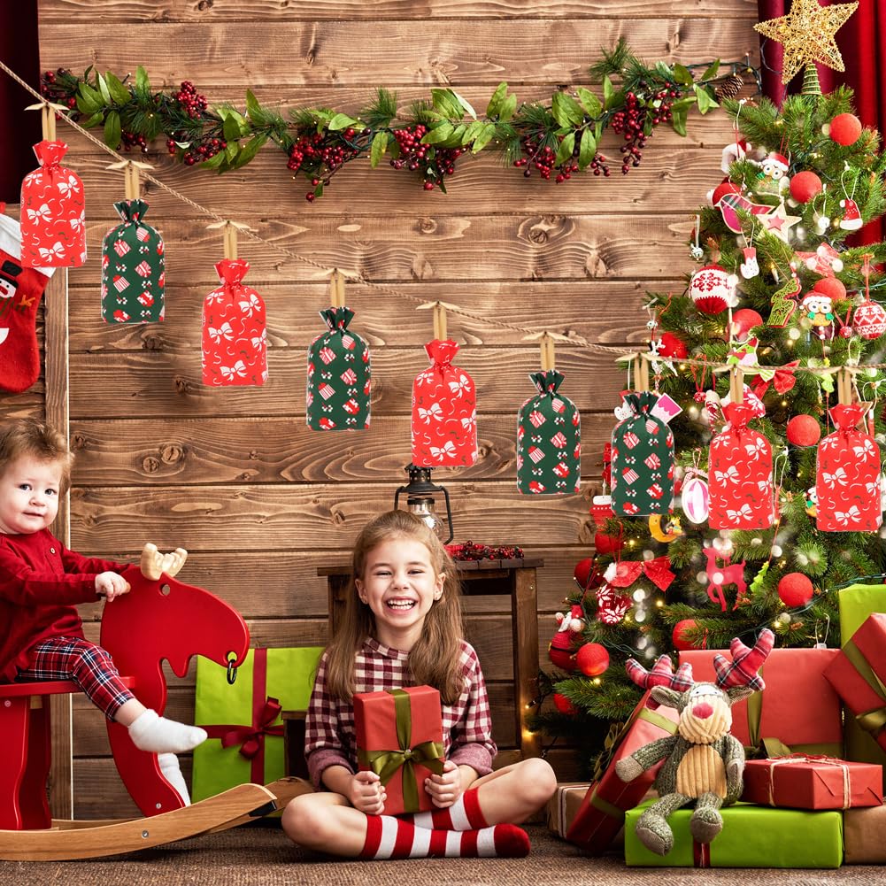 50pcs Christmas Candy Bags Santa Cookie Biscuit Packaging Bag  Home Gift Rebate Decoration For New Year Christmas Gifts
