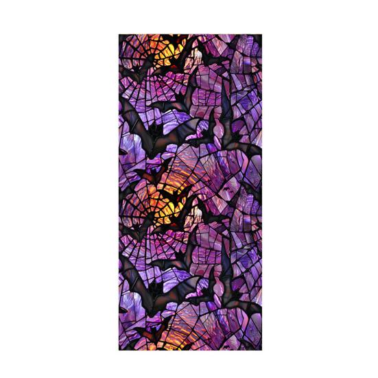 Halloween Window Sticker Stained Glass Style Witch Bats Decal Removable Pumpkins Ghosts Static Window Cling for Party Decoration