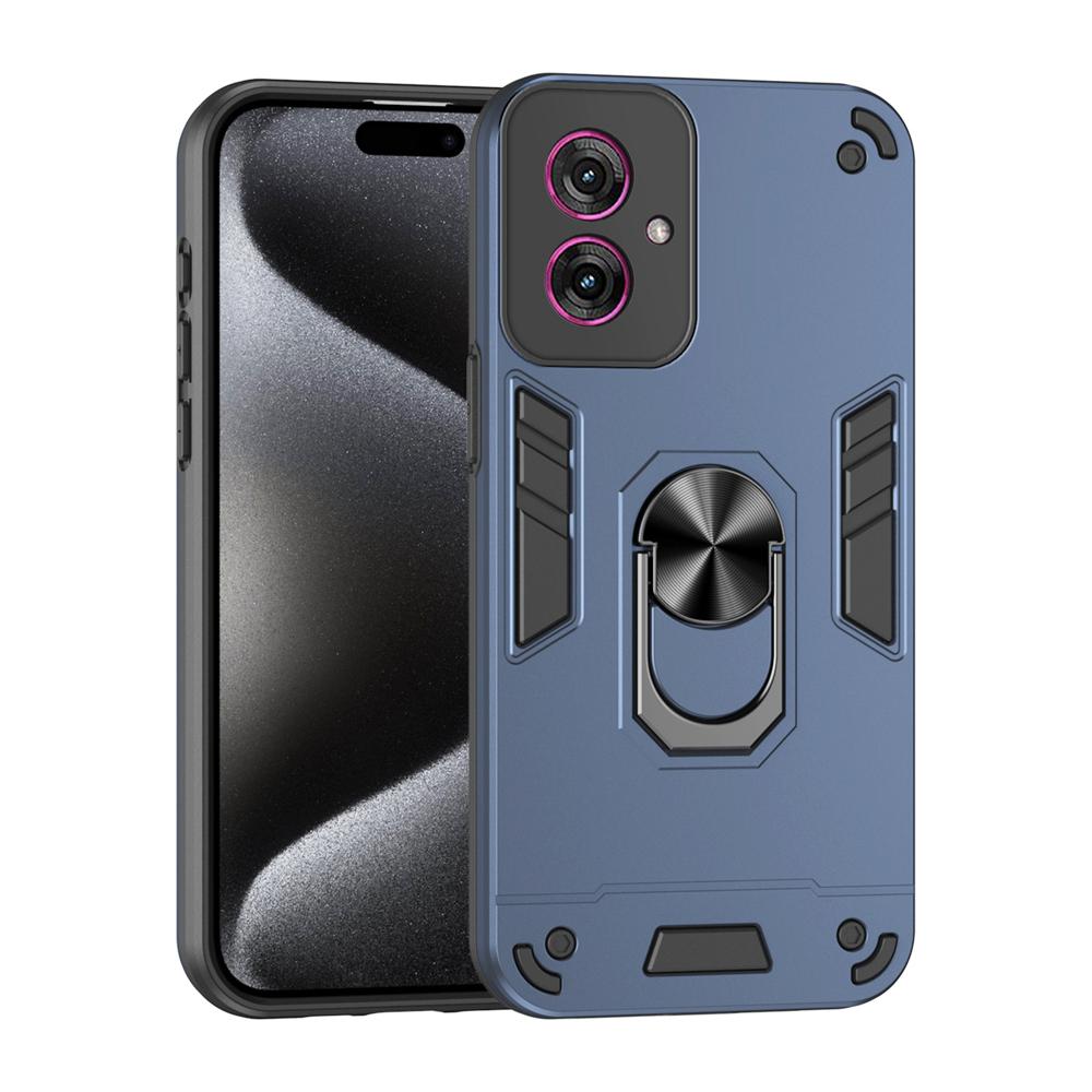 KEYSION Противоударный чехол для Motorola MOTO G55 5G Силикон+ПК Защита камеры Кольцо-подставка Чехол для телефона для MOTO G54 5G G64 G14 for MOTO G14 синий