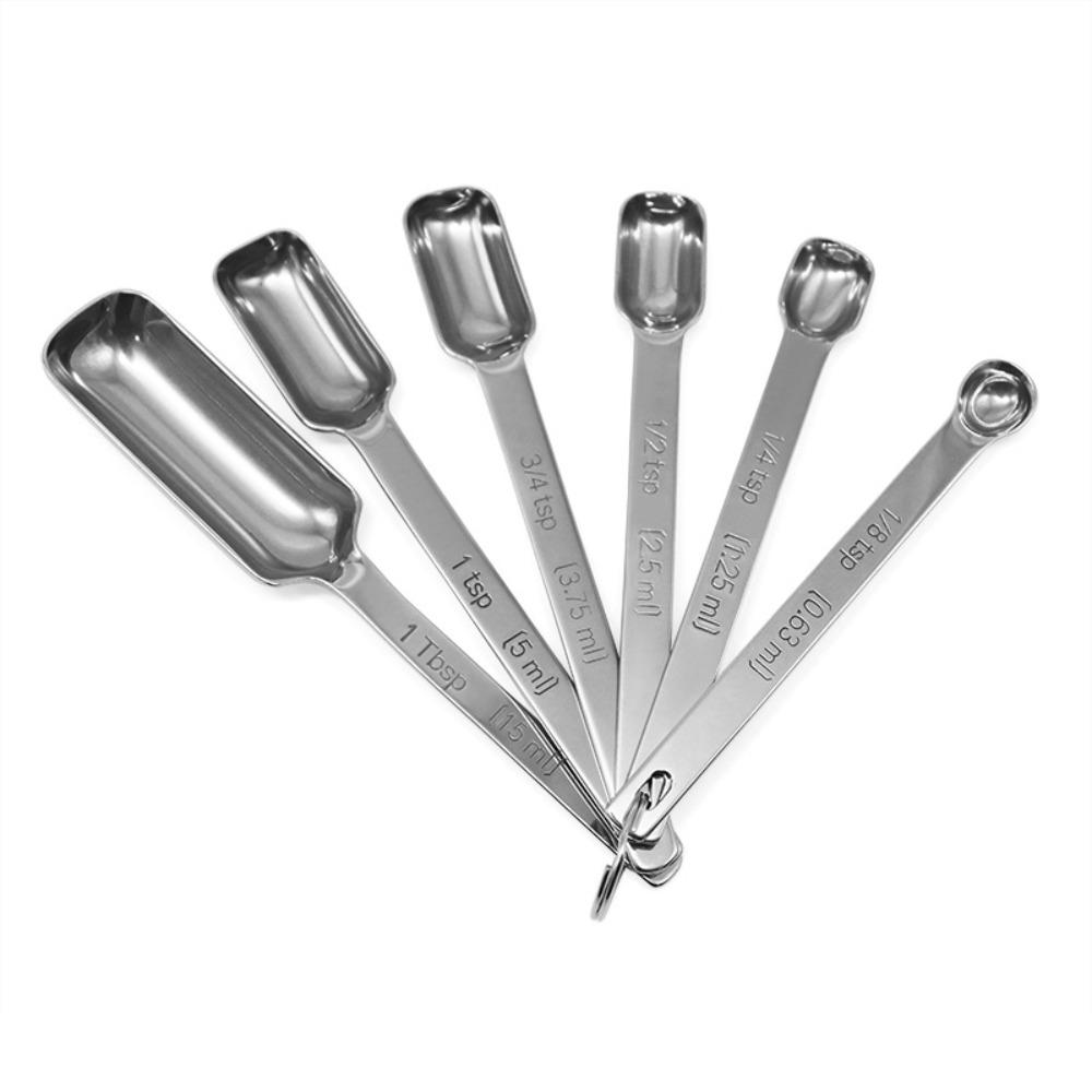 6pcs Long Handle Graduated Spoon with Scale Baking Spoon Household Coffee Scoop  Bar