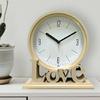 Fashionable Love Letter Plastic Bedroom Desk Clock with Quiet Operate Battery Operated No Ticking Bedside Table Clock