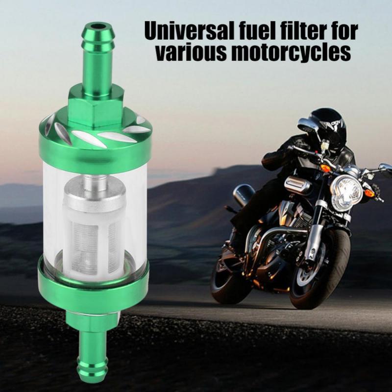 Blue Enrilior Metal Glass Inline Gas Oil Fuel Filter 8mm Thread Replacement Compatible with Motorcycle
