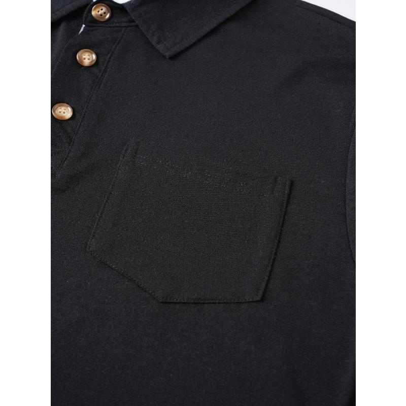 Men's Color Block Button Down Collar Short Sleeve Polo Shirt.