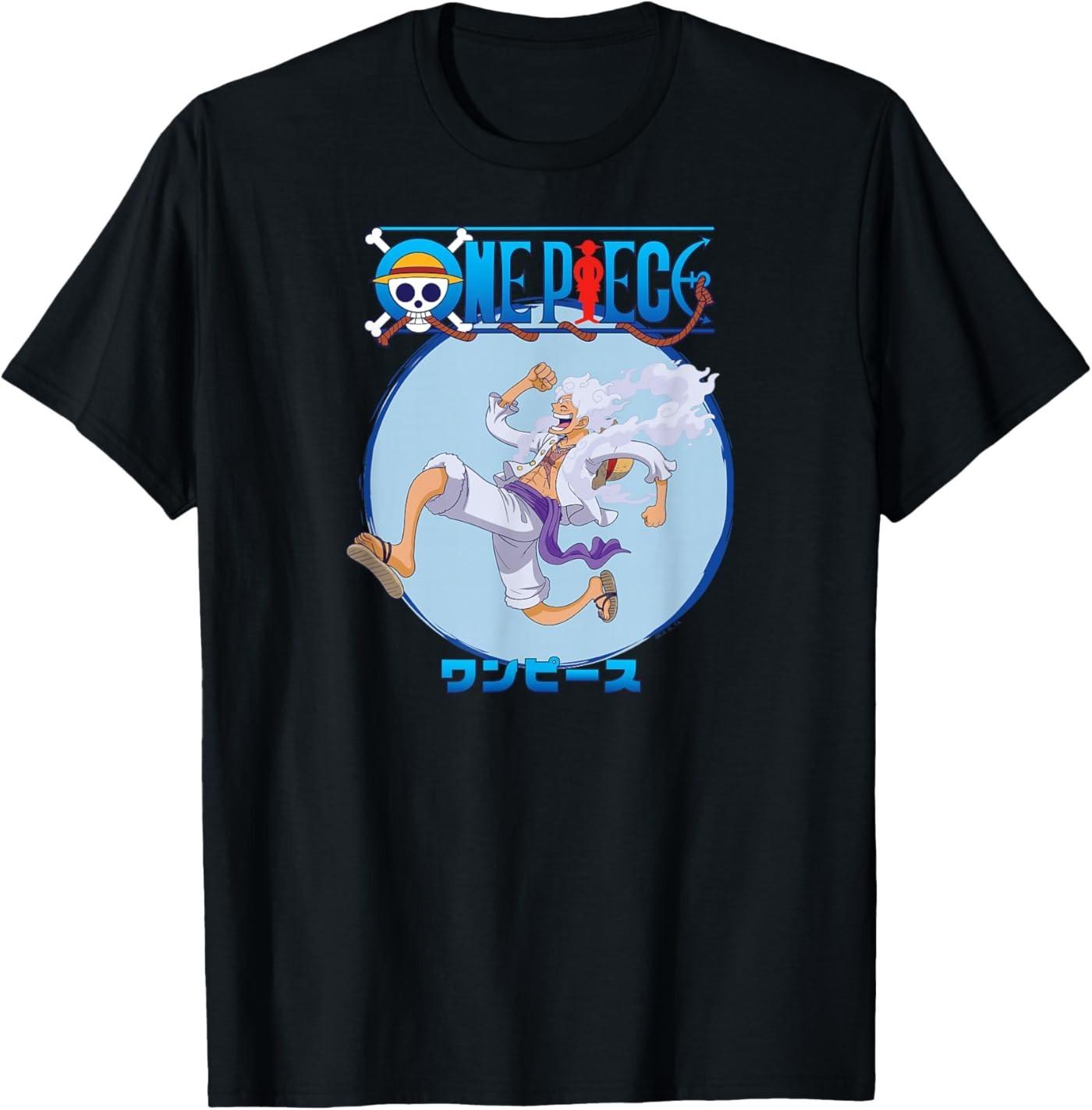 One Piece Anime Luffy Gear 5 Action Pose T-Shirt XXXL