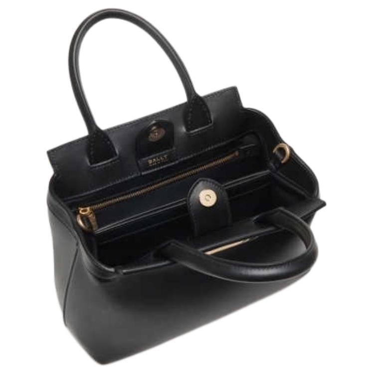 Bally Logo Magnetic Closure Leather Shoulder Crossbody Handbag Medium Women Handbags Black 6310322