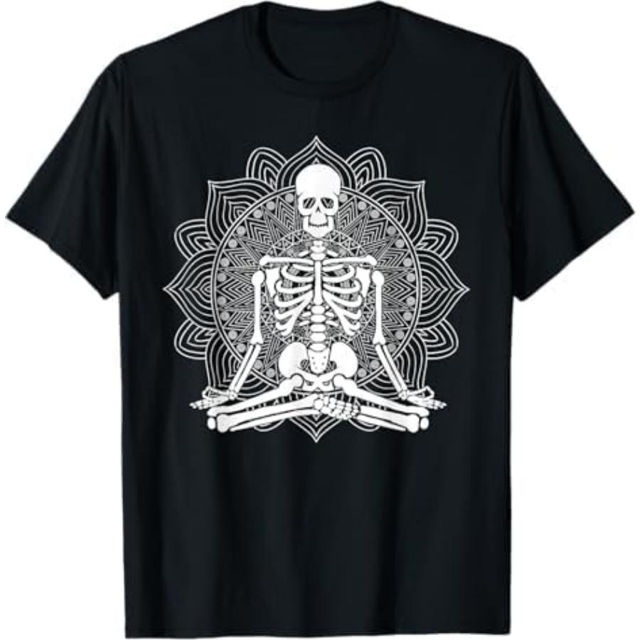 Yoga Halloween Skeleton Namaste Meditating T-Shirt DT6 Mens Womens Tank Top Sweatshirt Hoodie Black XXXXXL разноцветный