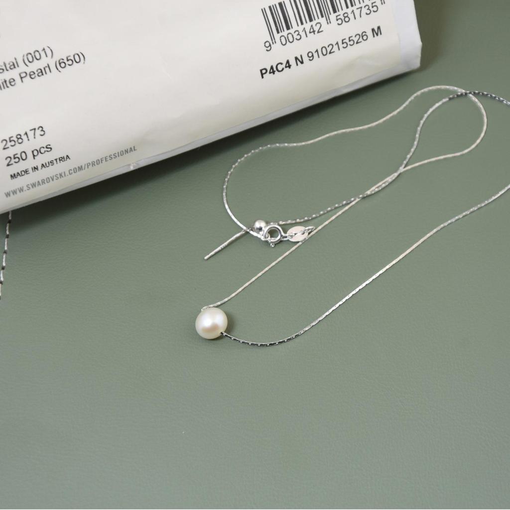 Exquisite Freshwater Pearl Pendant on S925 Sterling Silver Snake Chain Necklace