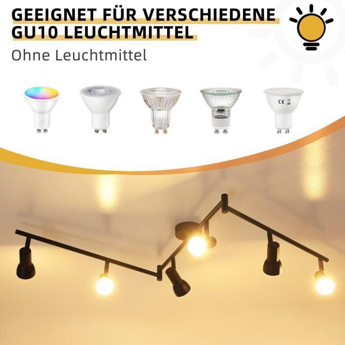 Plafonnier - NETTLIFE - Spot de plafond 6 flammes - Noir - Métal - GU10 orientables