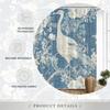 Serene Heron Bath Curtain – Navy Floral, White Bird On Branch, Watercolor Print, Waterproof Poly, 70×70", 12 Hooks