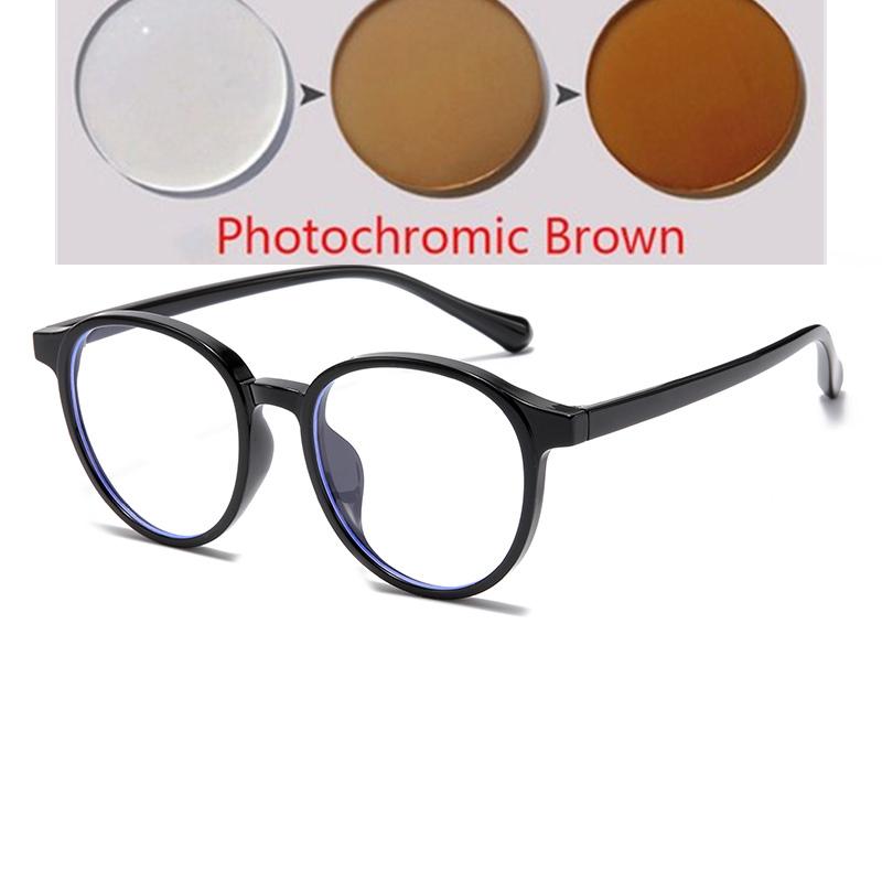Transparent Blue Frame Blue Light Blocking Round Minus Diopter Glasses Prescription 0 To -6 0